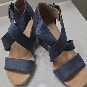 Life Stride Navy Wedge Sandals